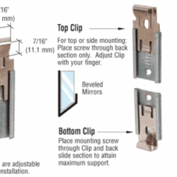 CRL Nickel Plated Adjustable Mirror Clip Set for 1/4" Beveled Glass -FOUR PACK-