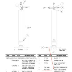 RAP43056 HWH 8" JACK FOOT