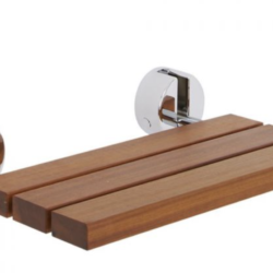 Bengal Teak Wood Folding Shower Seat with Chrome Brackets A371