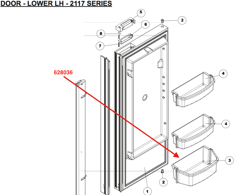 Norcold 628036 Large Clear Door Bin -2pk