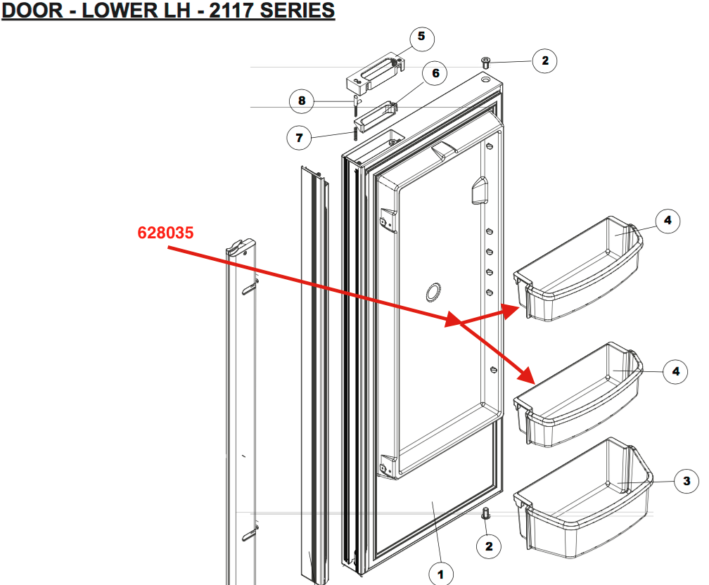 Norcold 628035 Clear Door Bin -2pk