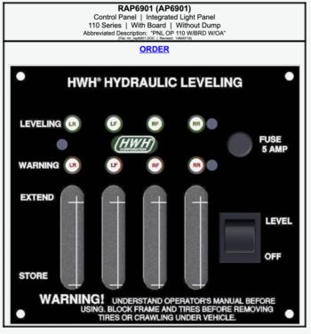 HWH 110 Series Control Panel RAP6901
