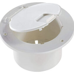 RV Designer B110, Round Electrical Cable Hatch, Deluxe, Replaceable Lid, 5.2 inch Diameter, Polar White