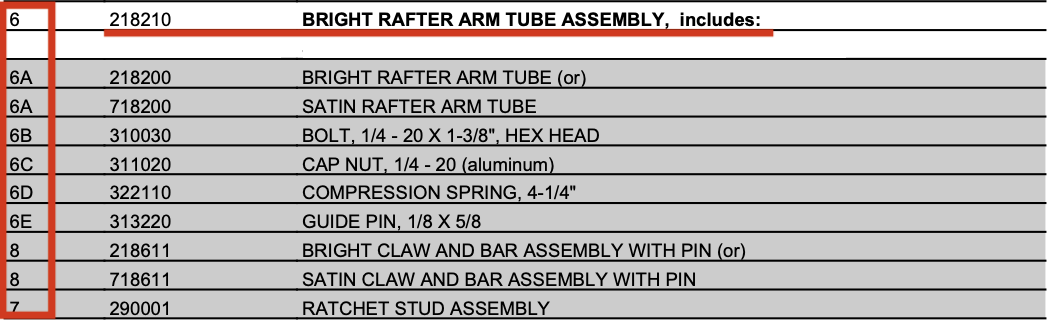 Zip Dee 218210 Bright Rafter Arm Tube Assembly - Image 2