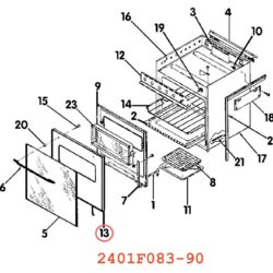 Magic Chef 2401F083-90 Oven Door Black Panel with Window