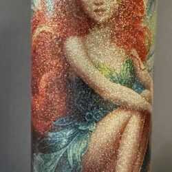 Tumbler 20oz Glitter Surface, Red Hair Flowers Fairy