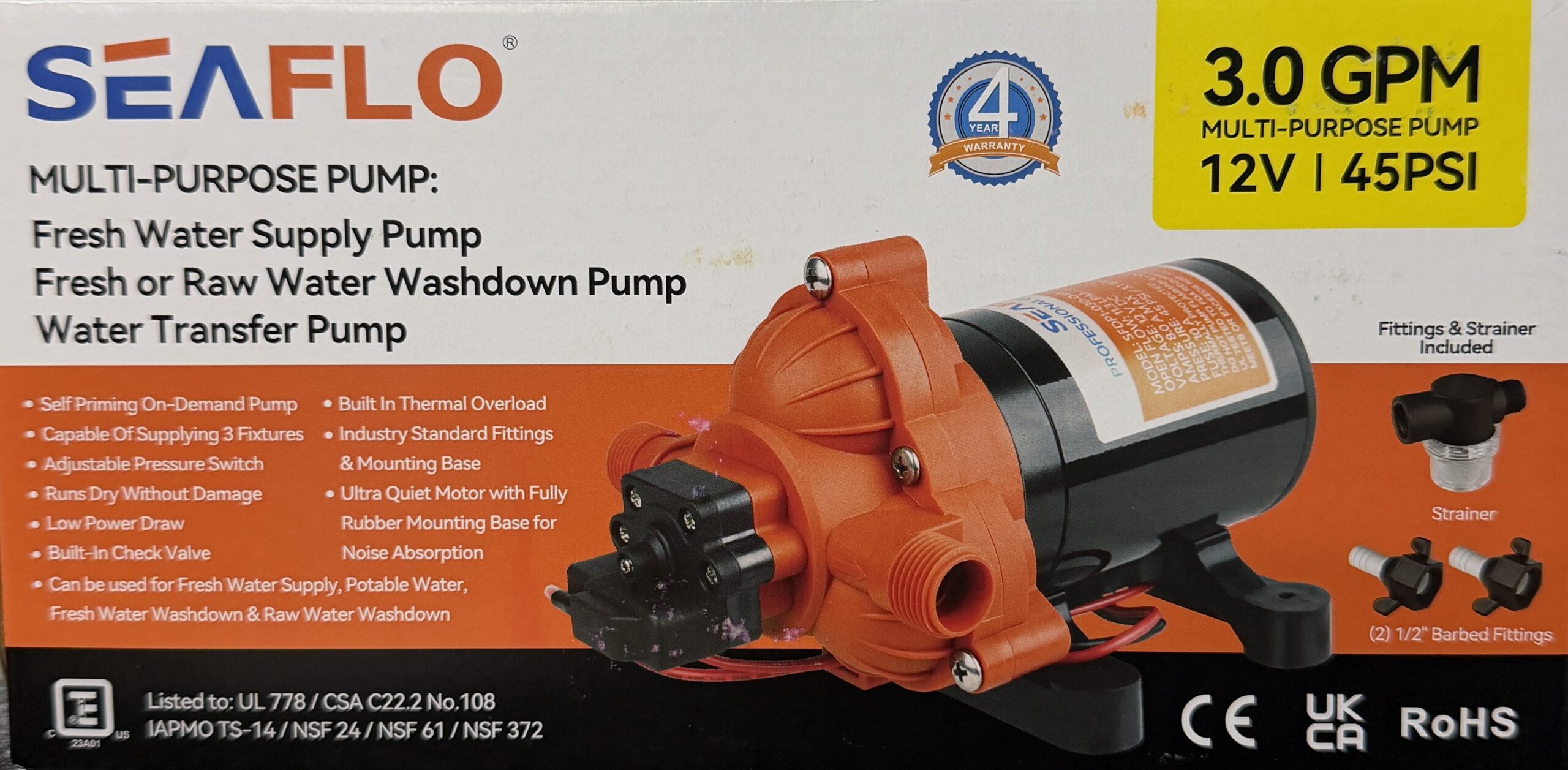 SEAFLO SFDP1-030-0454-33 12VOLT WATER PUMP - Image 2